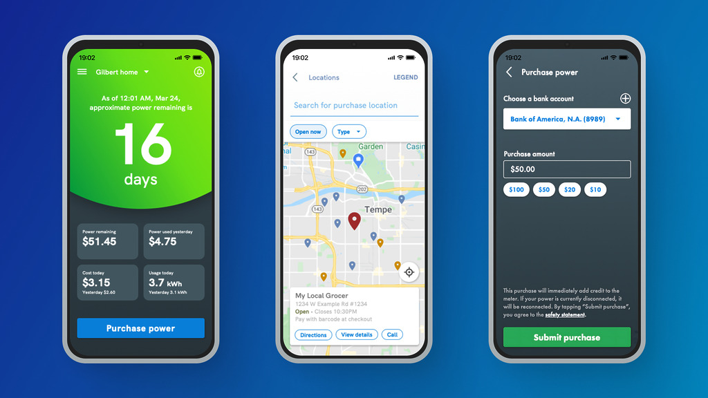Screenshots taken from the SRP M-Power mobile app